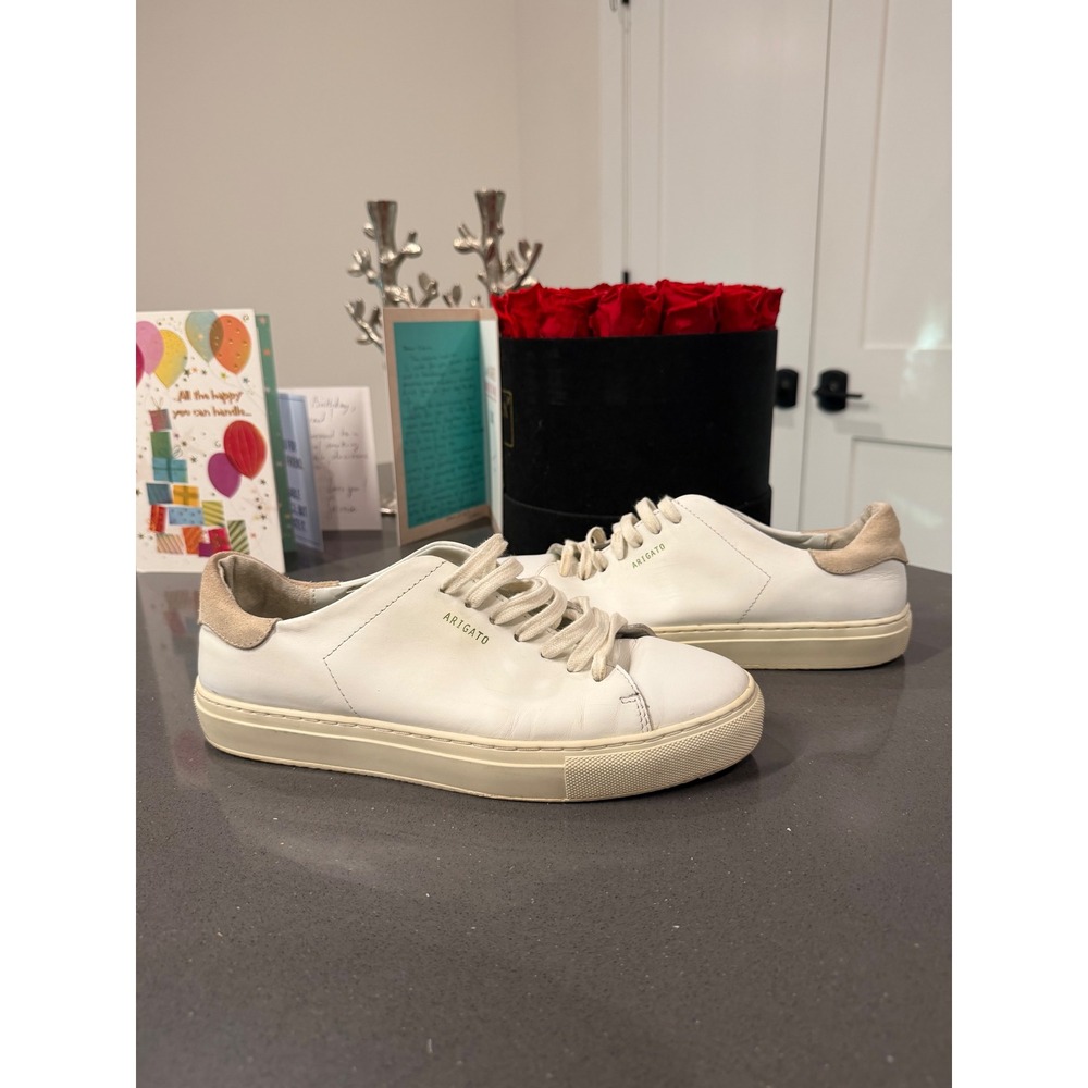 Axel Arigato Clean 90 Sneakers Womens 40 9 White Leather Beige Suede Luxury